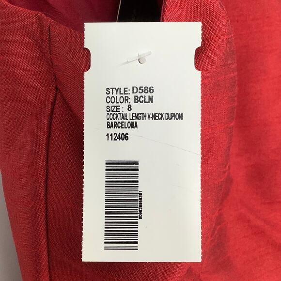 NEW! Alfred Sung Size 8 V-Neck Dupioni Dress w/pockets Barcelona $208 msrp J2-20 - Picture 10 of 10